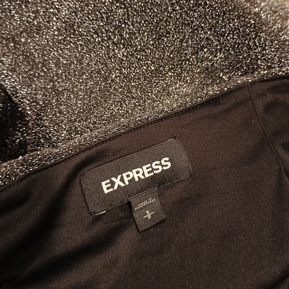 Express Elegant Black and Silver Metallic Pencil Skirt Size Small Petite - Picture 4 of 6